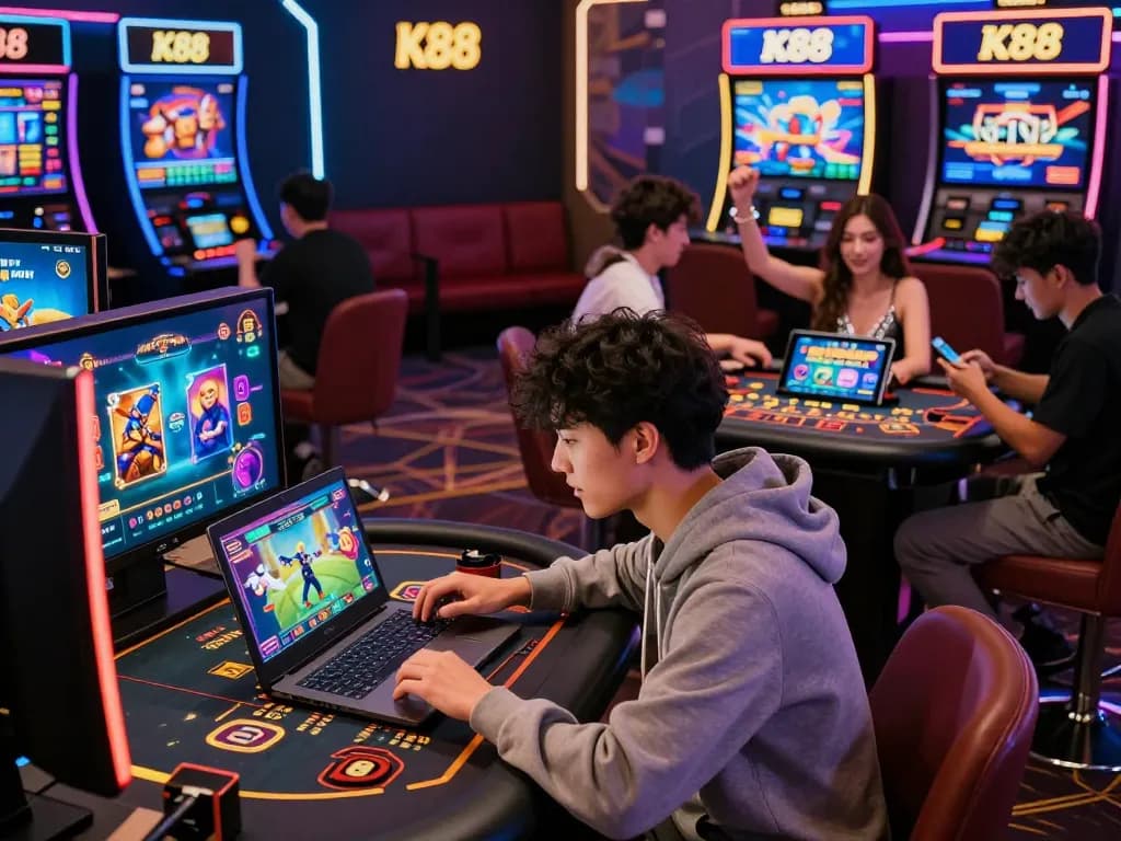 Players enjoying thrilling games at K88, showcasing excitement and community in online gaming.
