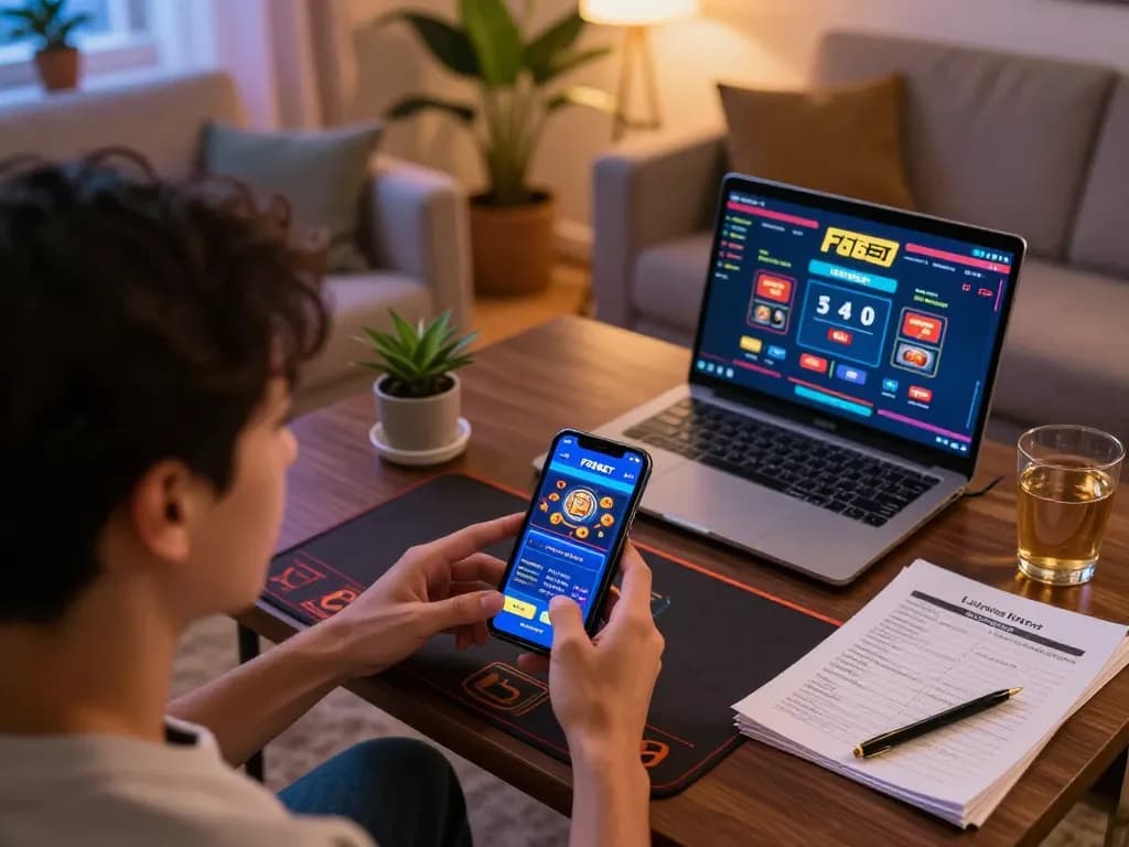 Engaging mobile gaming on the F8BET app, showcasing strategic gameplay in a cozy home environment.