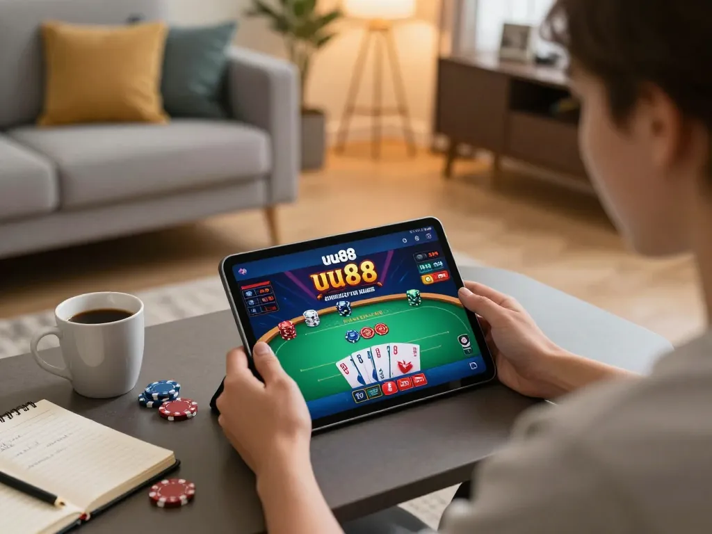 Engaging online gaming experience at uu88 with poker game on tablet