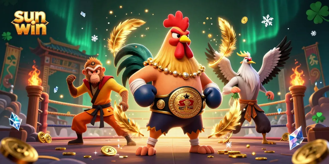 Engage with the sun win experience in a dynamic 3D casino scene featuring martial arts and gold.