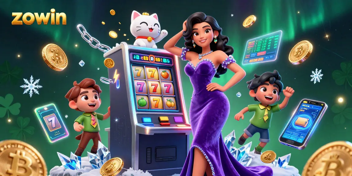 Experience exhilarating wins at zowin casino with a glamorous scene featuring jackpots and crypto elements.
