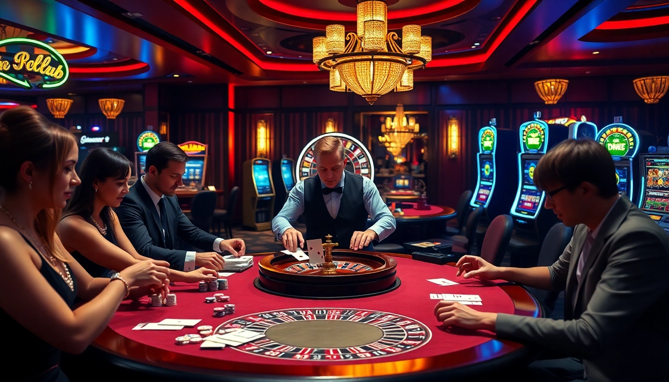 Exciting HITCLUB casino scene with players at a vibrant gambling table.