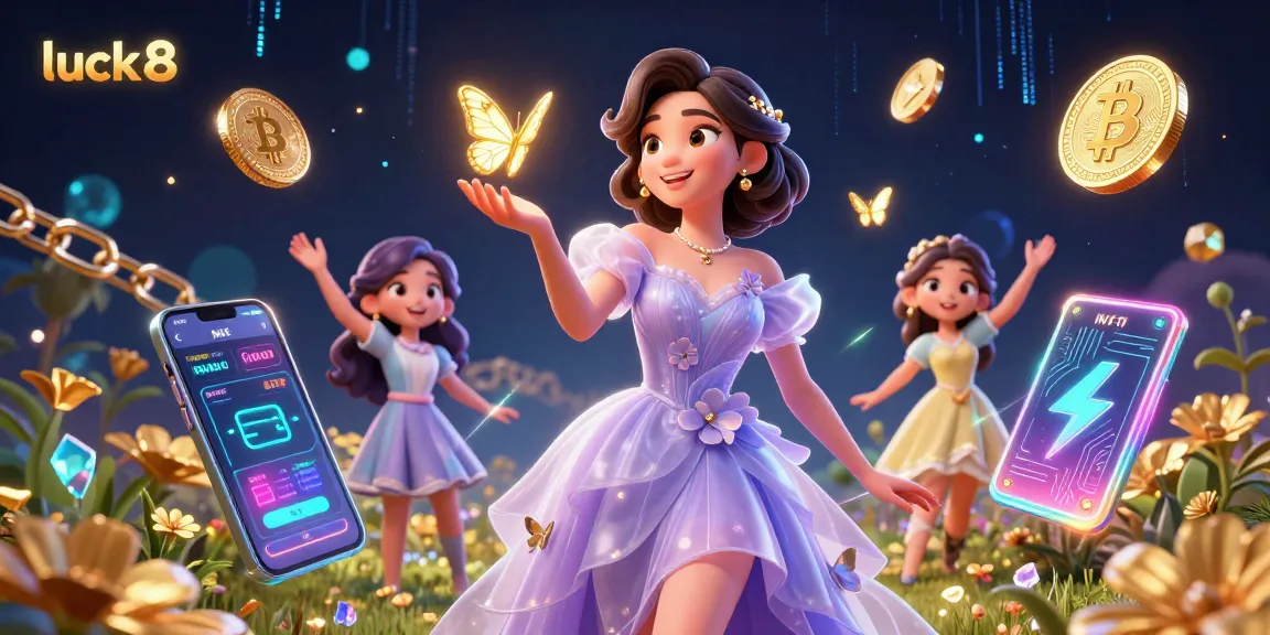 Experience the thrill of luck8 with vibrant casino visuals and dynamic crypto elements.