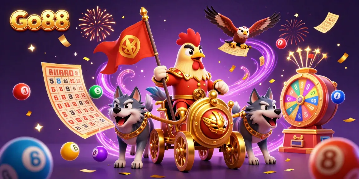 Experience thrilling gambling with Go88's dynamic 3D illustration featuring exciting gaming elements.