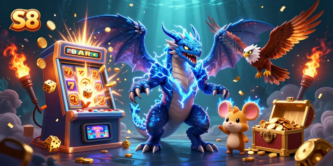 S8 players enjoy vibrant 3D casino excitement with thunder dragon and jackpot action.