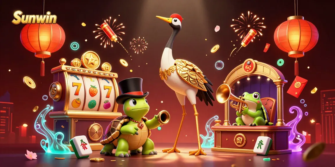 Experience thrilling casino action with Sunwin's vibrant gaming atmosphere featuring 3D characters and colorful slot games.