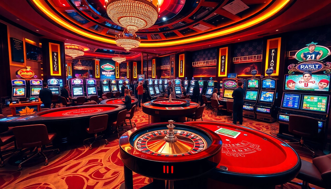 Experience thrilling gameplay with 8kbet in a vibrant casino setting filled with roulette and poker.