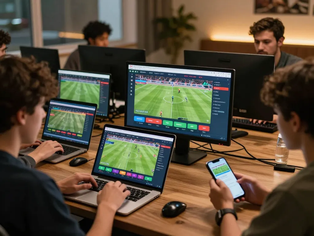 Bongdalu users actively placing bets on a live football match through smartphones, showcasing an engaging online betting environment.