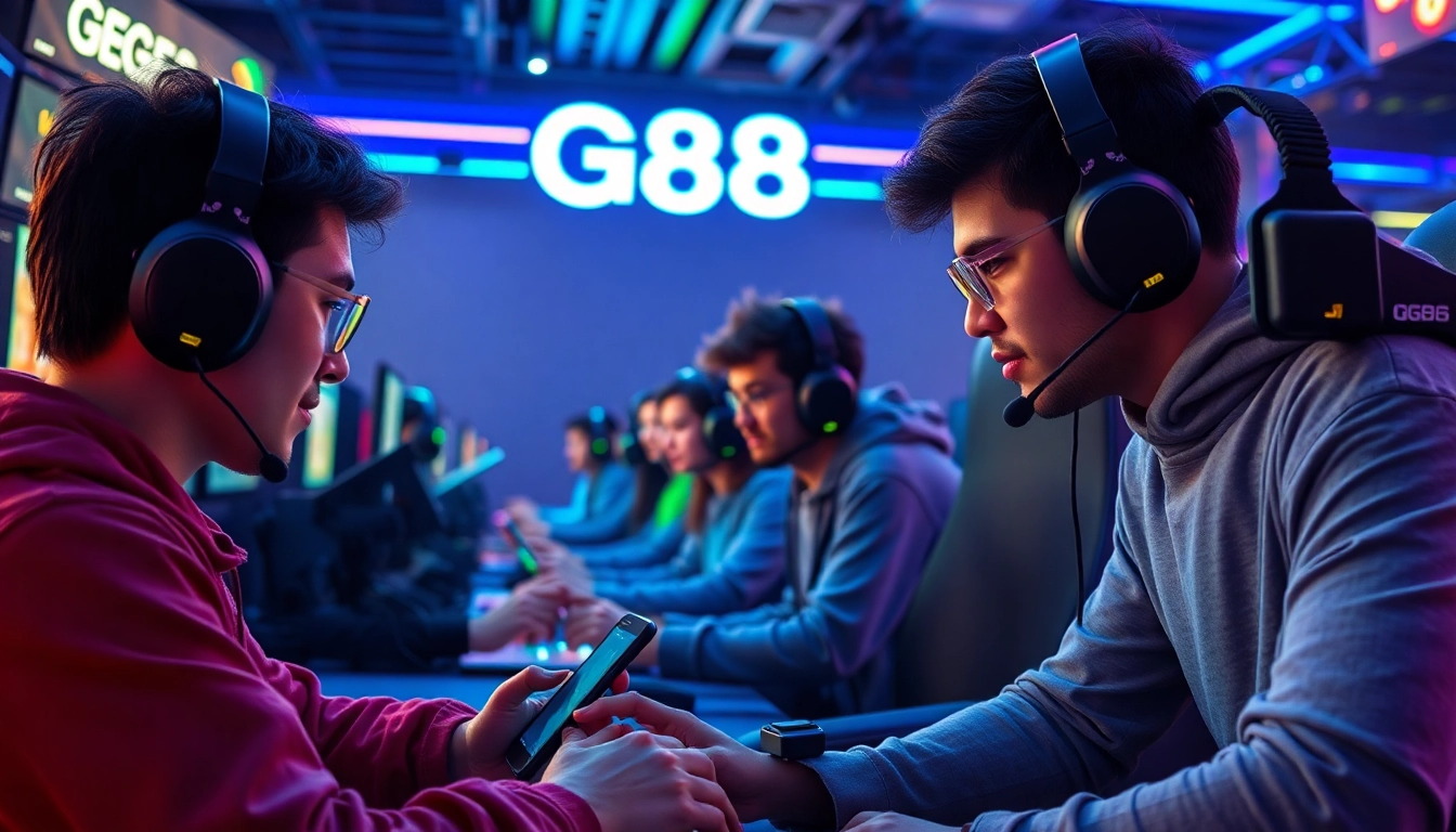 G88 online gaming environment highlighting gamers with advanced technology and vibrant digital interfaces.