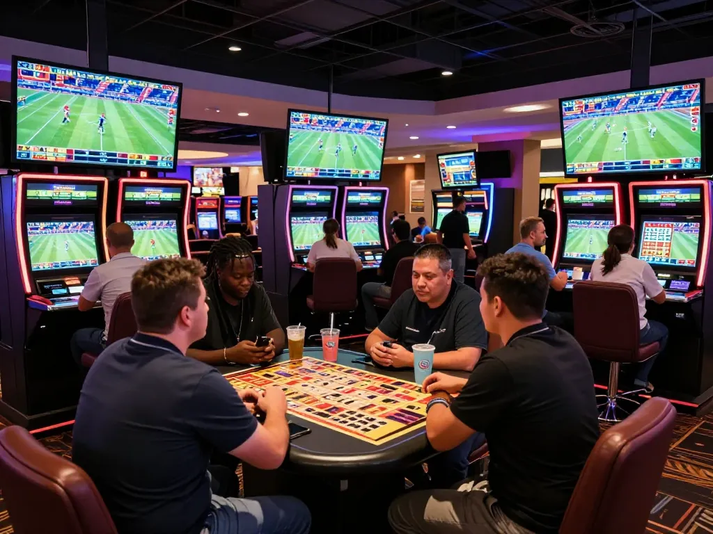 Betting on live sports at 78win with enthusiastic players engaging and vibrant atmosphere.