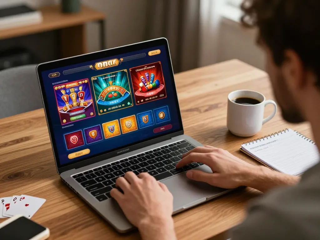 Engaging online gaming experience at https://rr88k1.com/ with player enjoying poker and slots