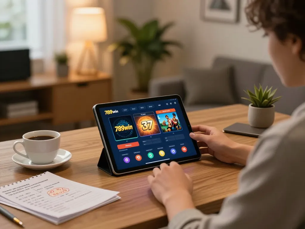 Engaging in strategic gameplay on 789win 37 casino app, showcasing modern home gaming setup