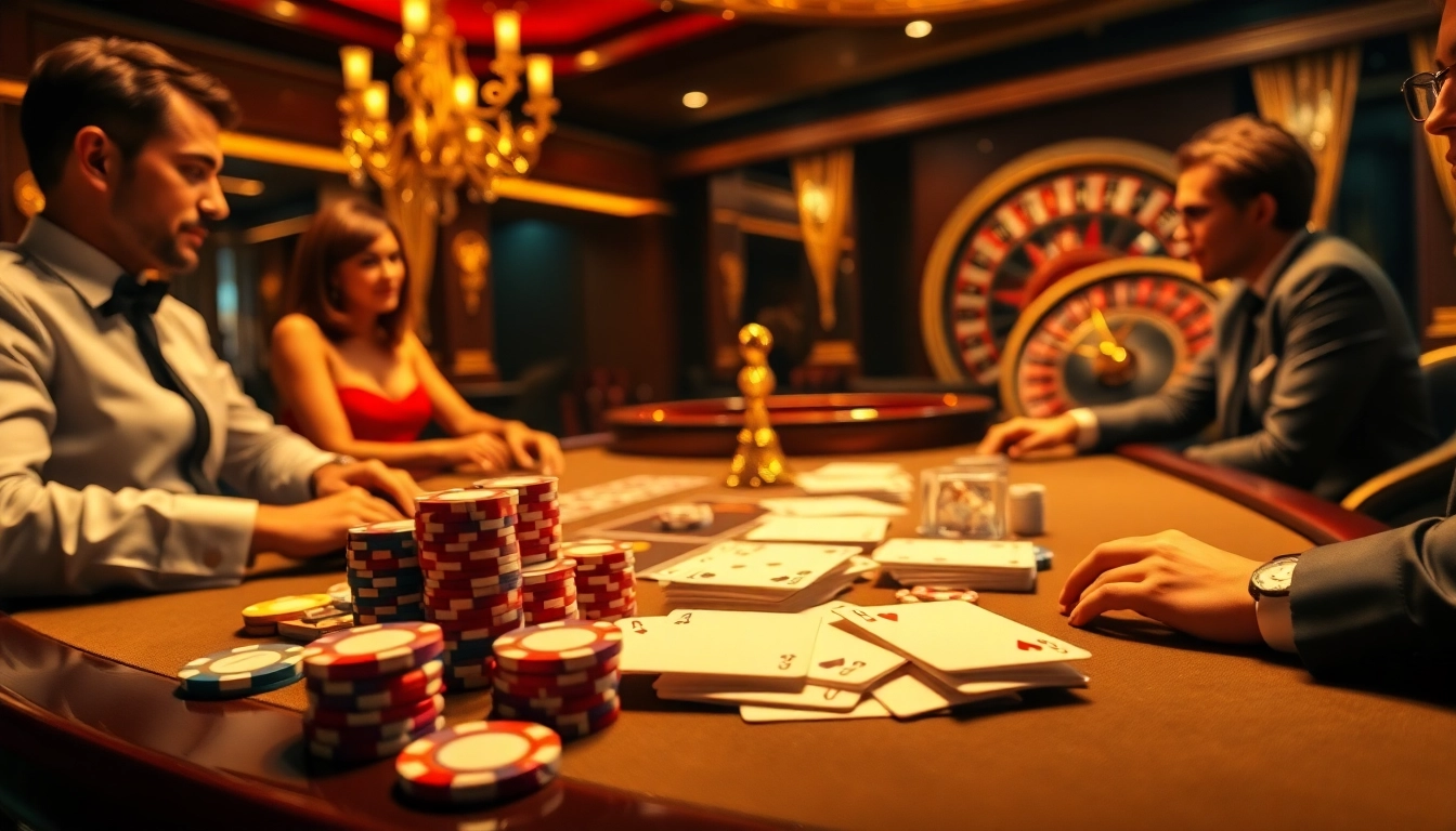 Experience the excitement of 79KING with a luxurious casino scene featuring poker and roulette.