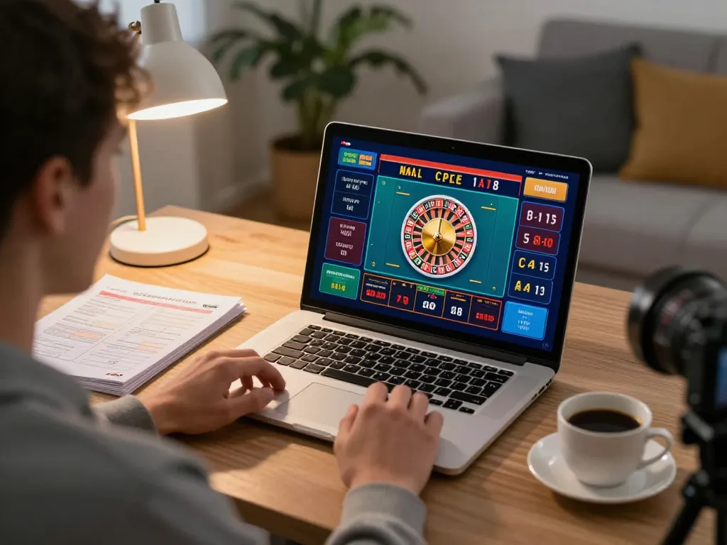 Engaging online roulette experience with fabet1 focused on strategic betting in a cozy home.