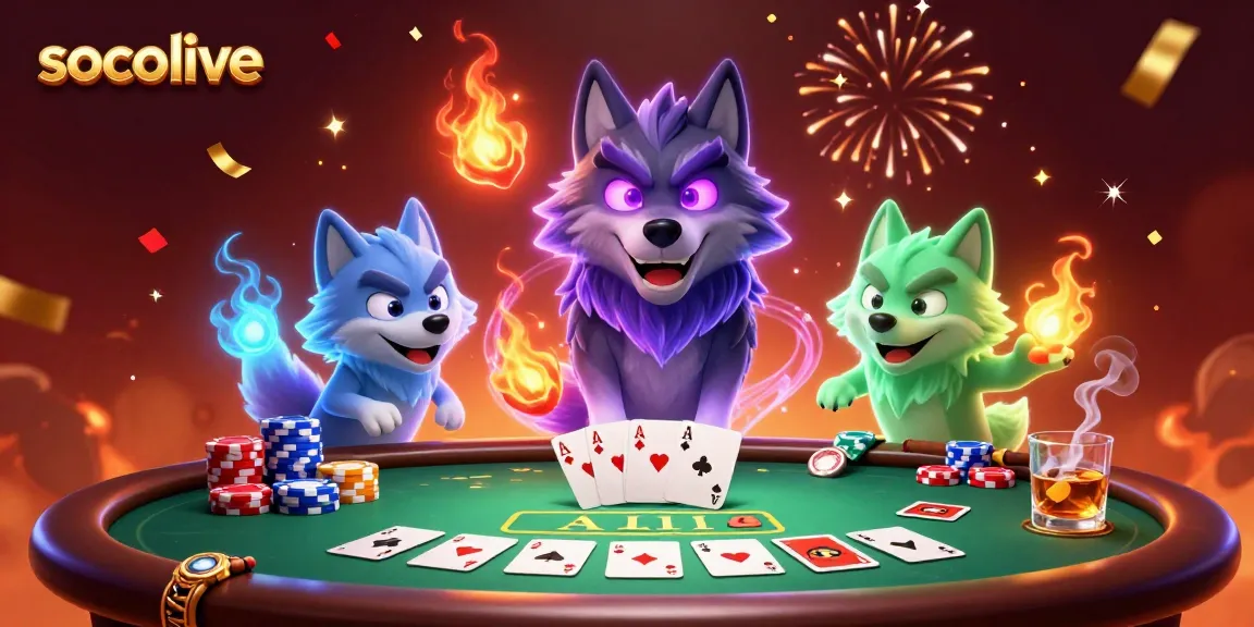 Engage with the vibrant socolive scene, showcasing intense poker action surrounded by colorful game elements.