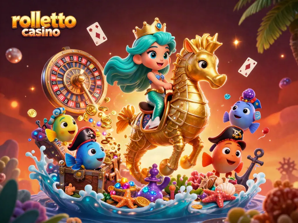 Win big at rolletto casino with vibrant mermaid-themed gaming illustration showcasing dynamic action and excitement.