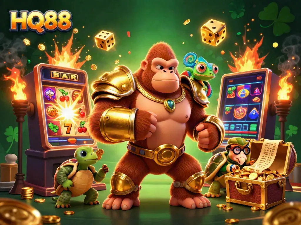 Experience the excitement of HQ88 online casino with dynamic characters and thrilling gaming elements.
