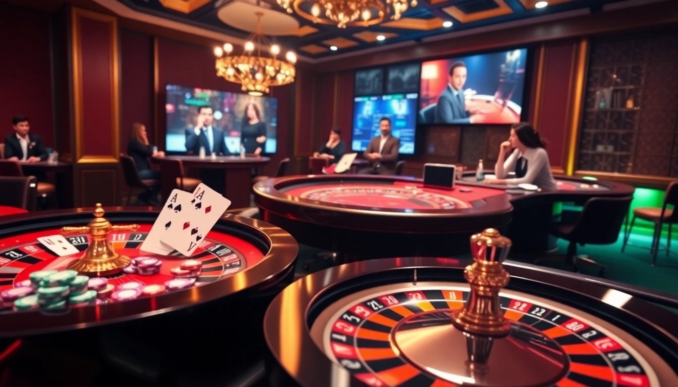 Experience high-stakes gaming at MM88 with a luxurious online casino atmosphere featuring vibrant roulette and poker elements.