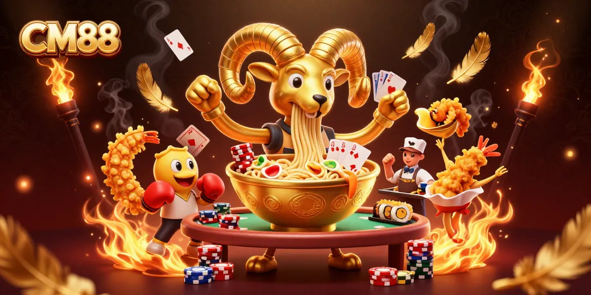 CM88 characters engaging in thrilling card games surrounded by casino elements