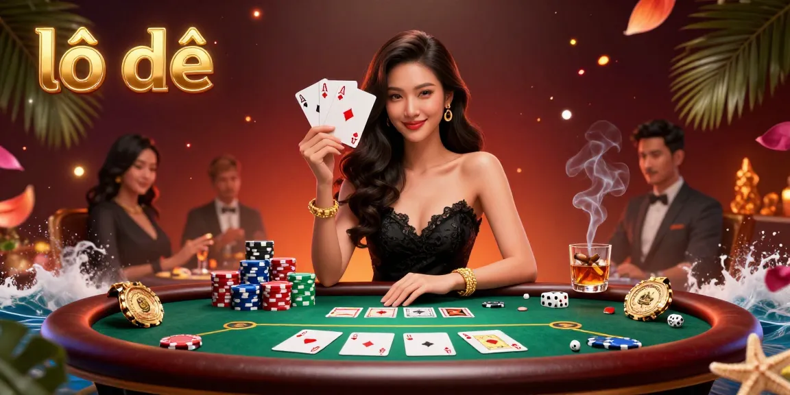 Engage in thrilling lô đề gaming with elegant characters and vibrant casino elements in this rich illustration.