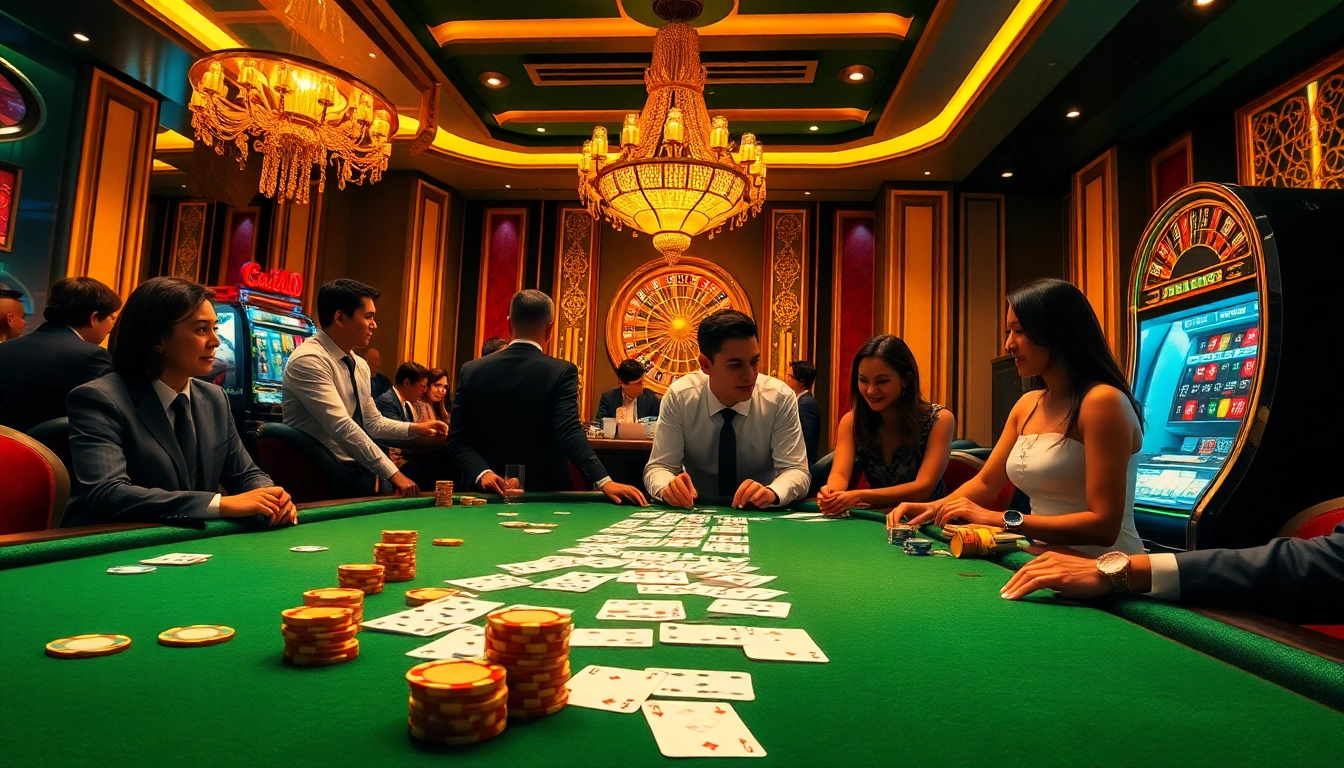 Engage in thrilling casino action at the 22jl club with poker chips, cards, and a roulette wheel.
