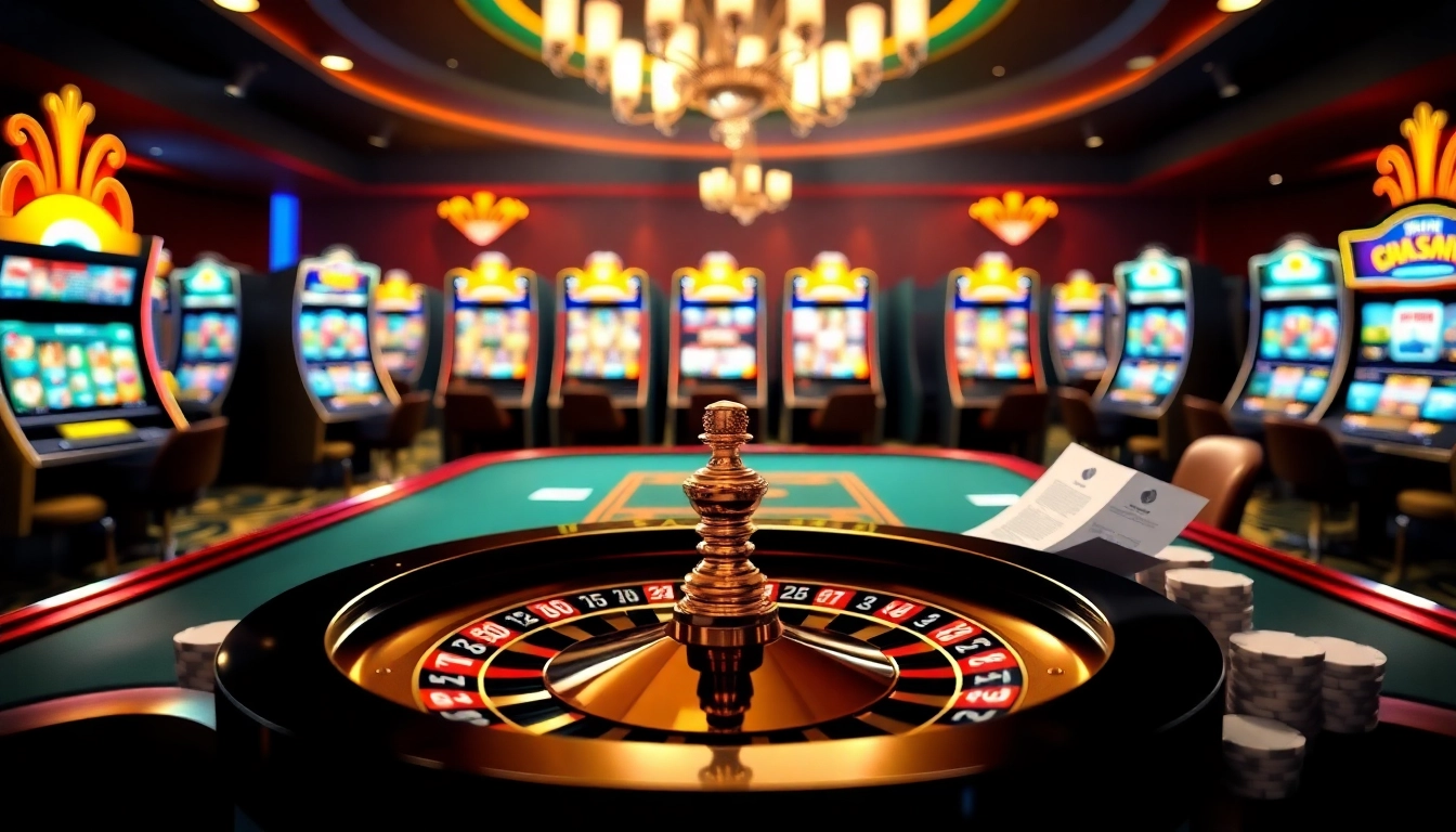 Experience the excitement of online gambling at https://f168.vision/ with vibrant casino visuals showcasing poker and roulette.
