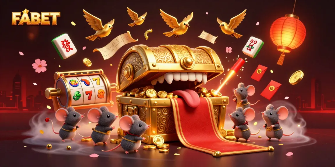 FABET enchants players with a vibrant casino atmosphere filled with exciting slot reels and treasures.