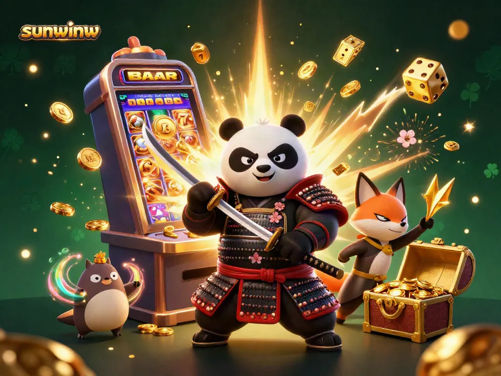 Experience thrilling gameplay with sunwinw at this vibrant casino illustration featuring dynamic characters and exciting elements.