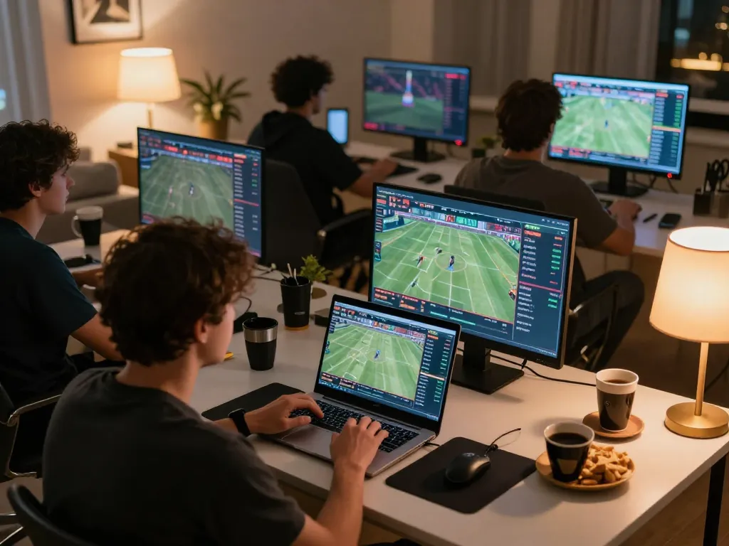Engaged in sports betting at https://tg88uk.com/ with live game stats on screen