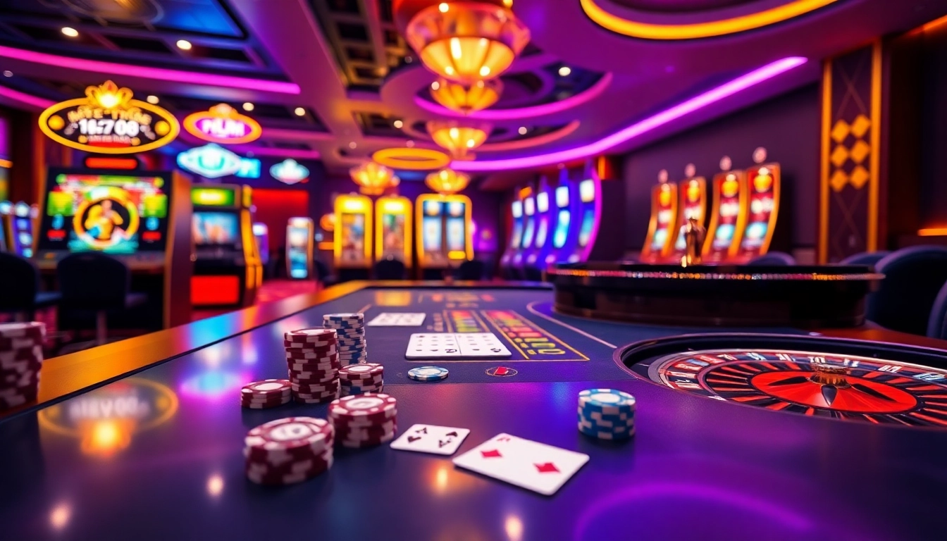 Experience the excitement of WE88 with vibrant casino tables and colorful slot machines.