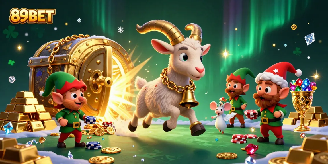 Engage in thrilling gameplay at 89BET's lively casino atmosphere featuring Krampus and angelic characters.