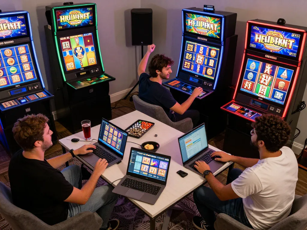 Players enjoy exciting online casino moments with FC88 on vibrant screens, showcasing dynamic slot gameplay.