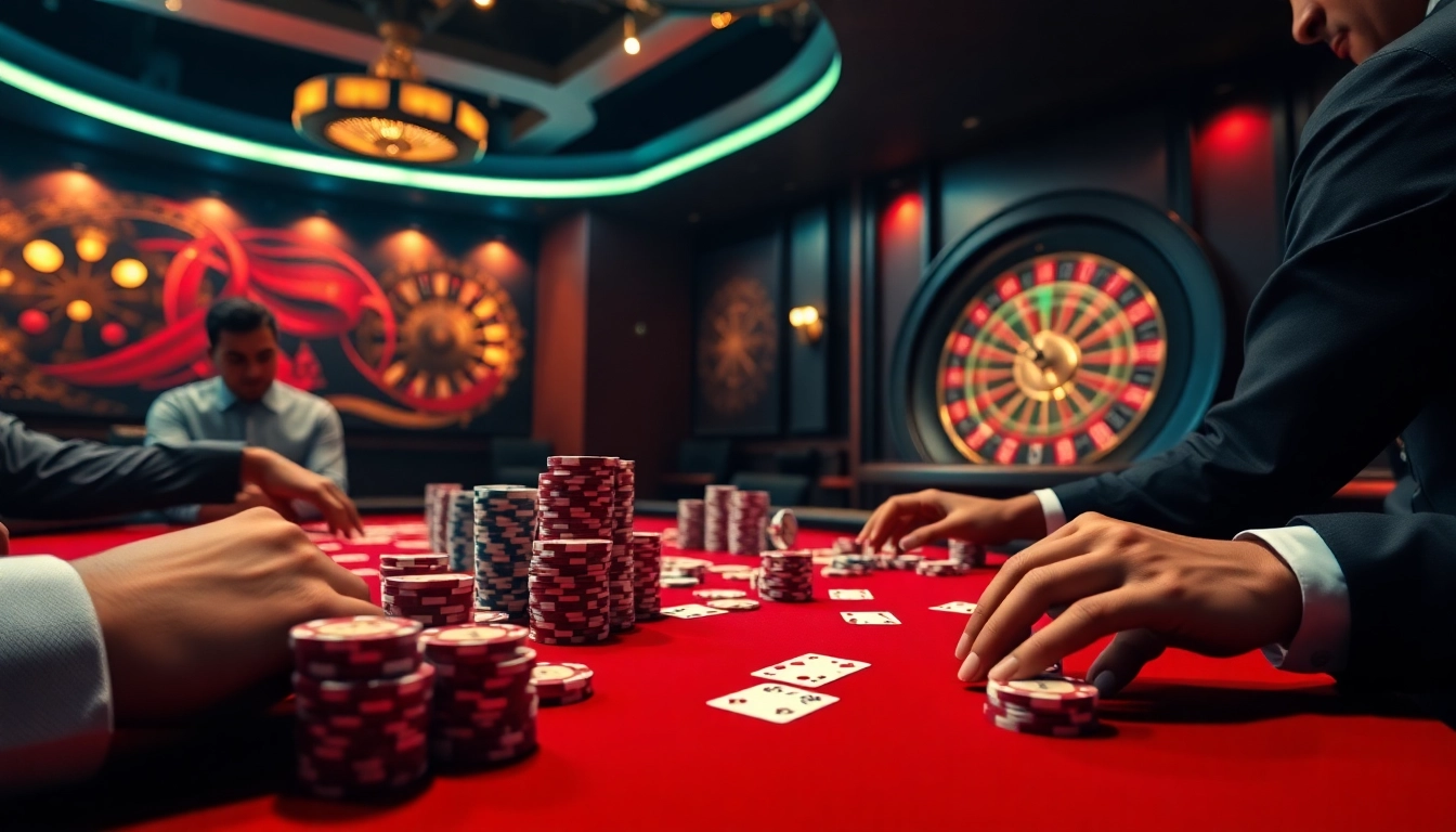 F168 poker scene showcasing high-stakes gameplay with vibrant elements and strategic focuses.