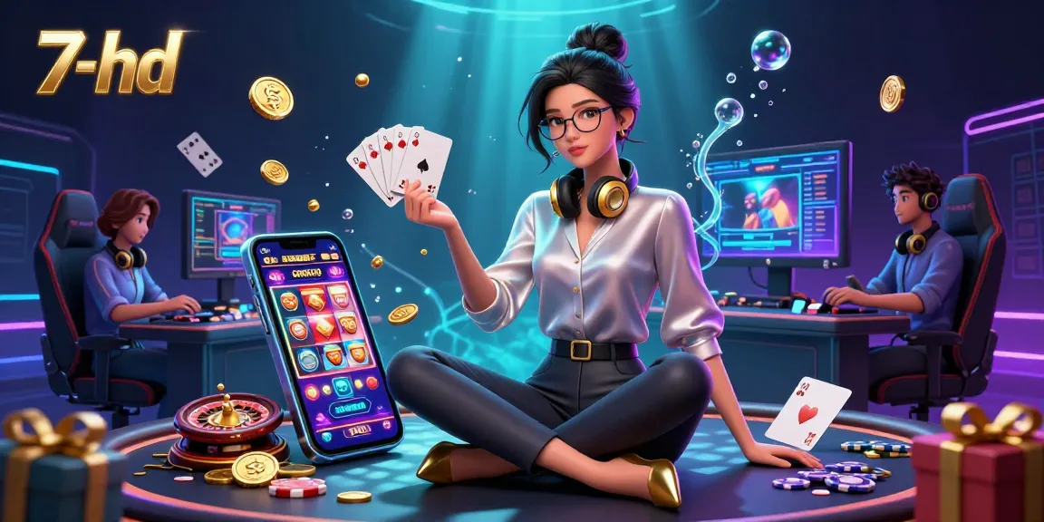 Engage with 7-hd's exciting casino games in a vibrant, energetic 3D gaming setup.