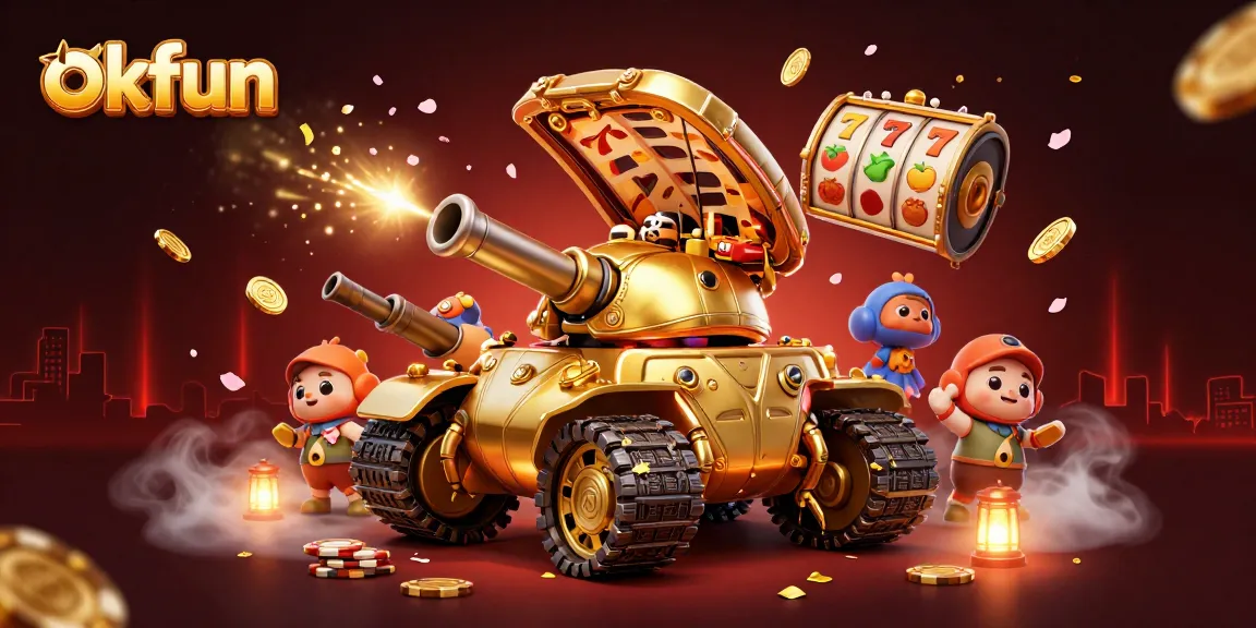 Experience excitement with okfun's casino-themed illustration showcasing a magical beetle tank reveling in the action.
