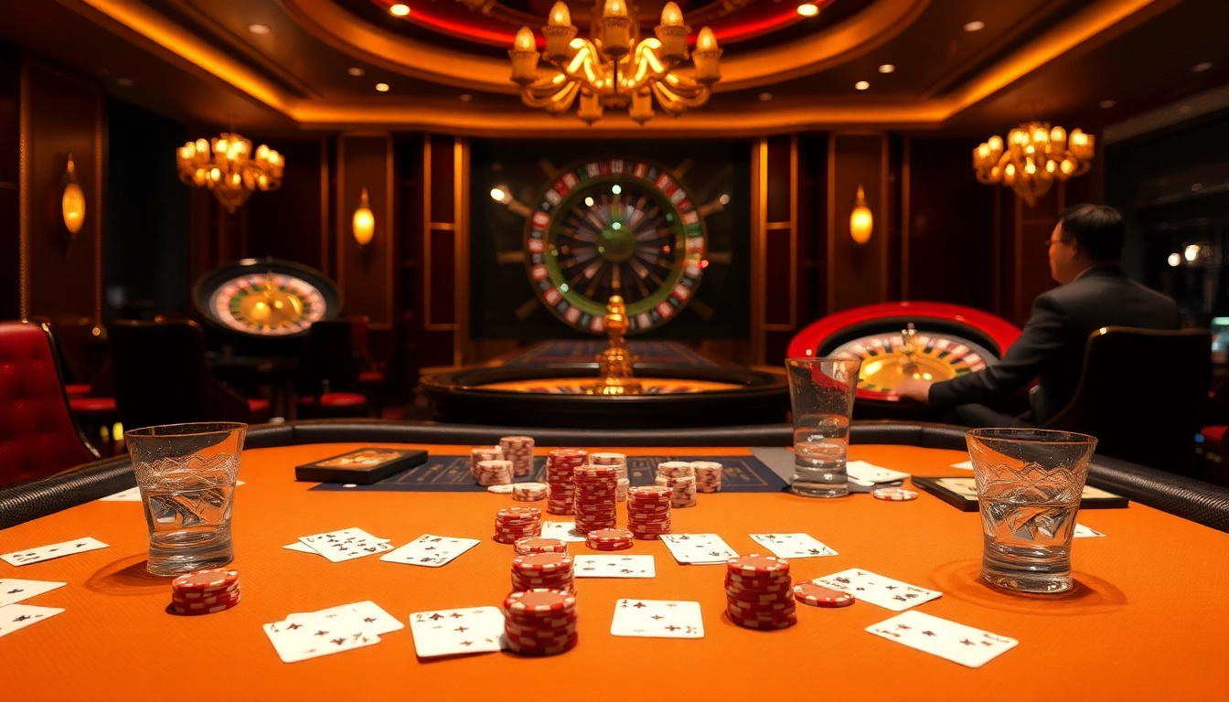 Experience thrilling gameplay at DH88 with vibrant poker chips and cards on a luxurious casino table.