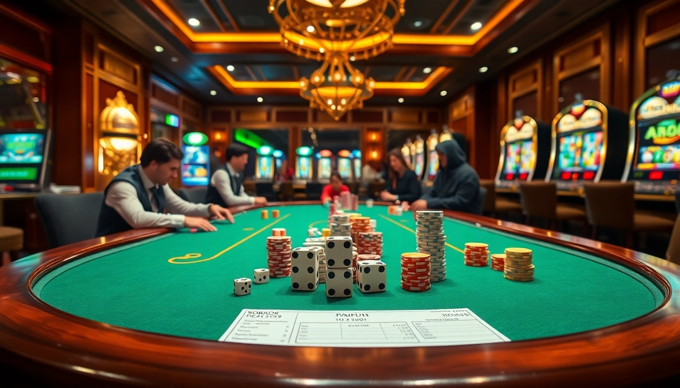 The luxurious poker table scene from https://28bet.gr.com/ showcasing high-stakes gaming action with players and vibrant chips.
