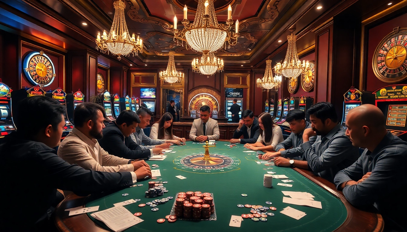 Kèo Nhà Cái betting table scene with dynamic players and exciting casino ambiance.