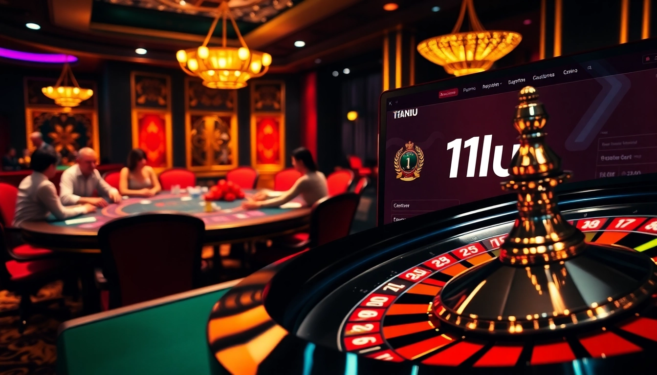 Players enjoying an exciting game at 11uu casino tables filled with vibrant chips and cards.