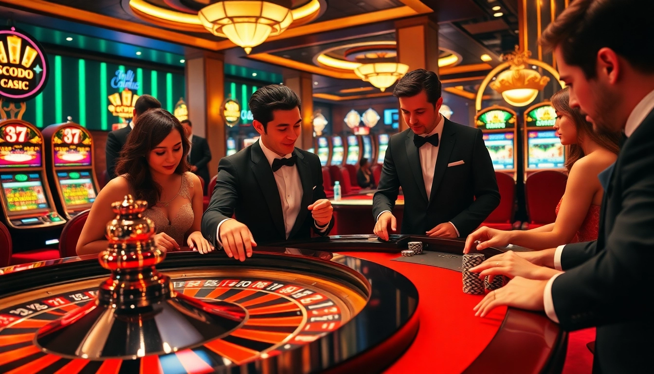 SODO66 players celebrating their wins at a luxurious casino roulette table.
