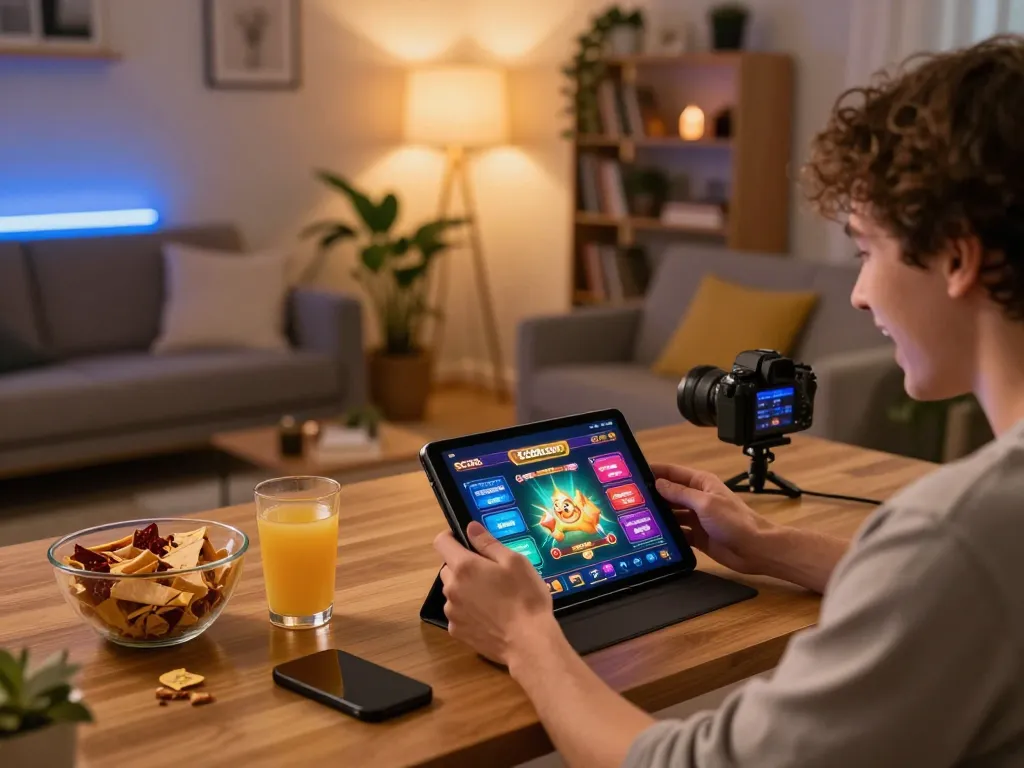 Player engaging with the SC88 Com app in a cozy home setting during an online casino session