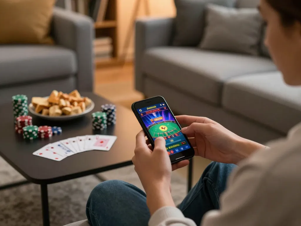 Engage with the online casino app on https://n188.build/ from a cozy home gaming setup with snacks and strategy notes.