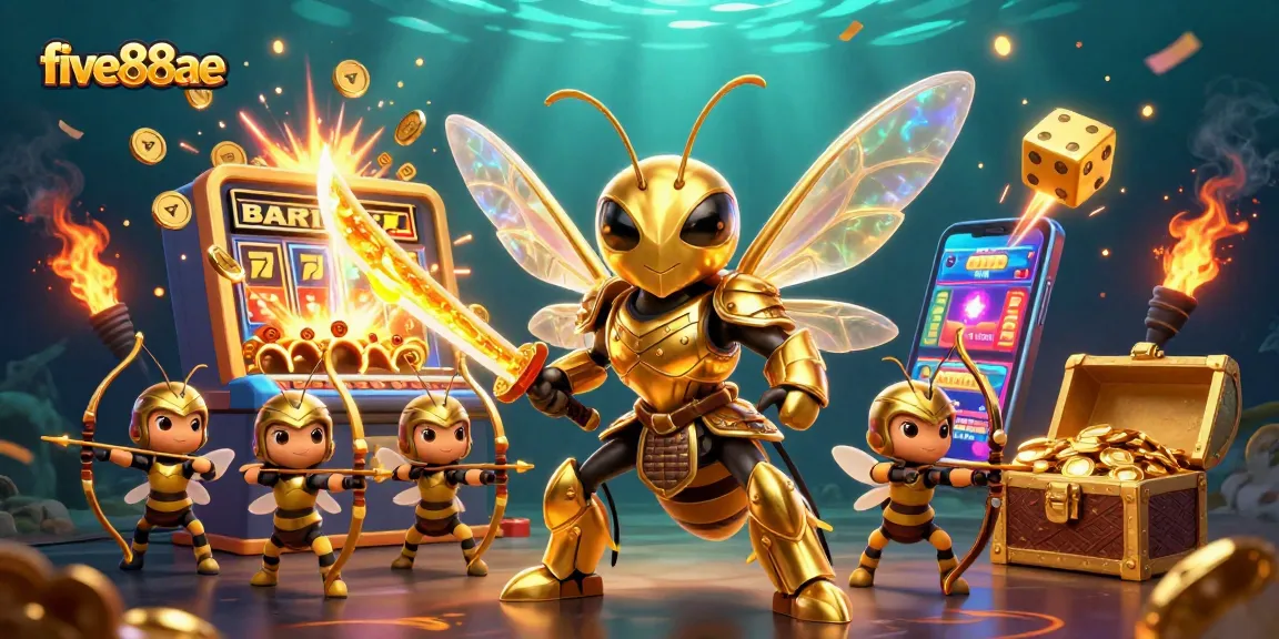 Join the exciting world of five88ae with a dynamic casino illustration showcasing vibrant gaming elements and rich details.