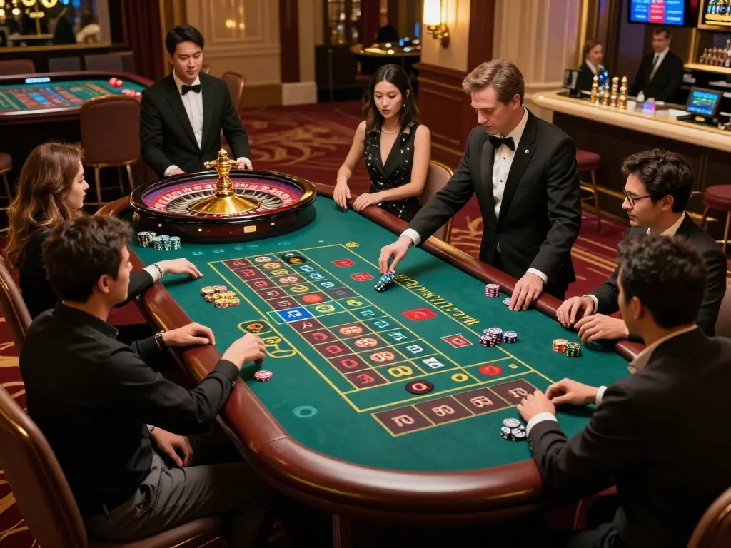 Players engaging with roulette at 23win, capturing casino excitement and betting action.