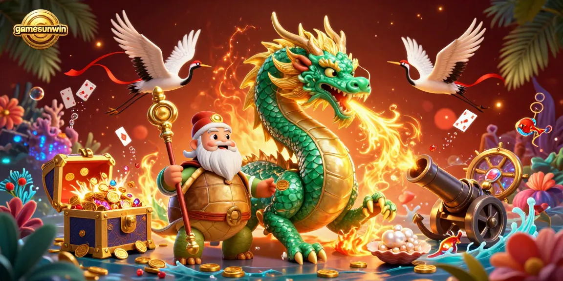 Join the excitement at gamesunwin with an enchanting scene of vibrant casino games and mystical characters.