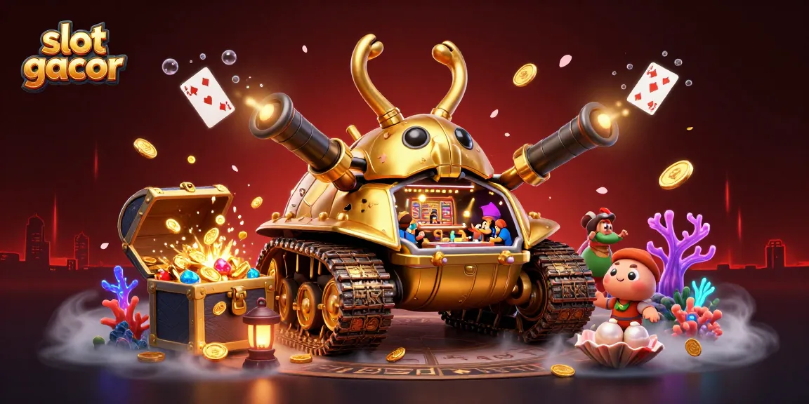 Experience slot gacor with a vibrant casino scene bursting with festive energy and treasures.