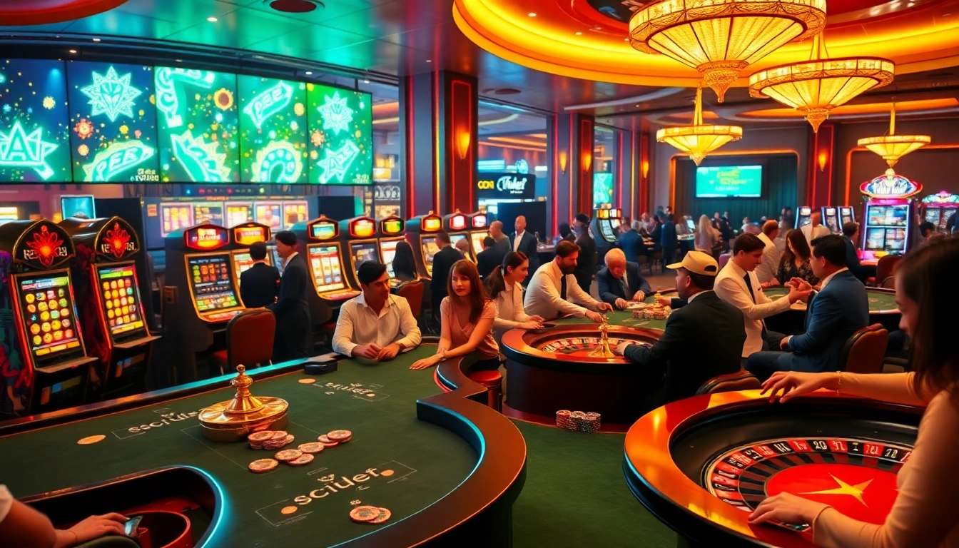 Experience the thrill of Thabet with vibrant casino scenes featuring glamorous tables and excited players.