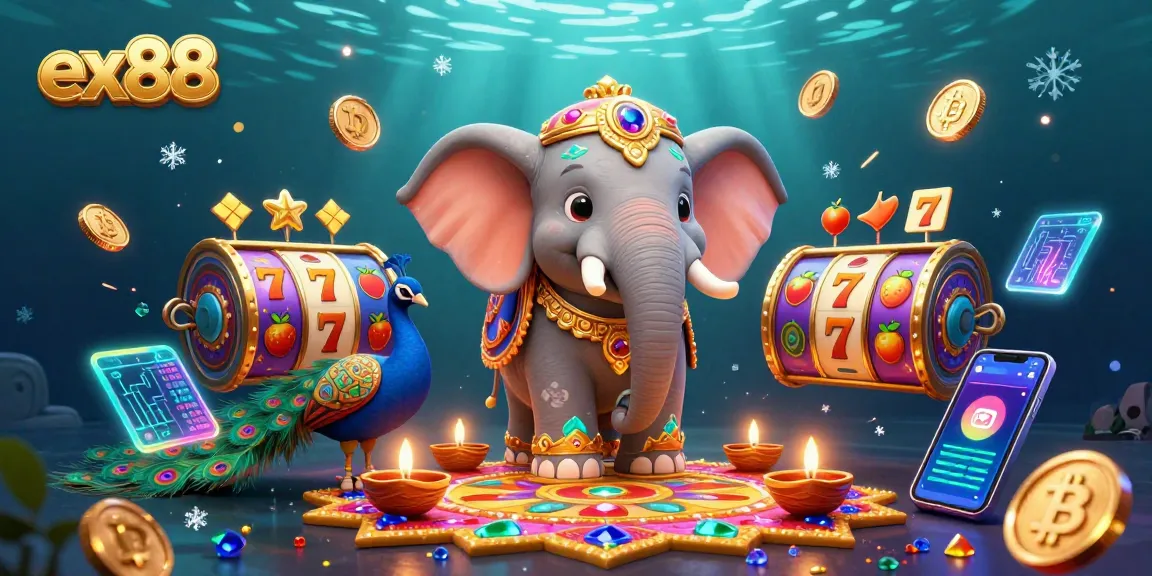 Play exciting games at ex88 casino with vibrant animated characters and crypto elements