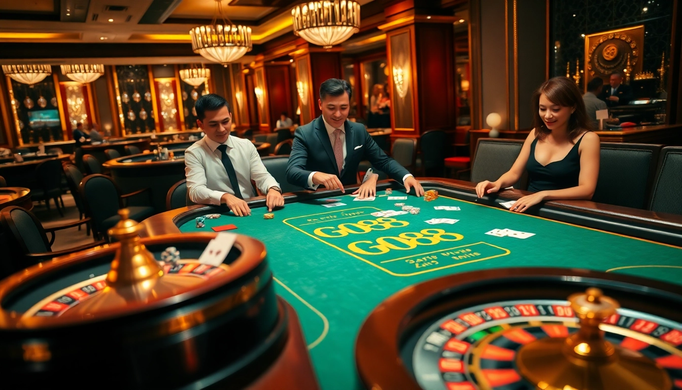 Engage with the excitement of gaming at GOOD88's luxurious poker table equipped for high-stakes fun.