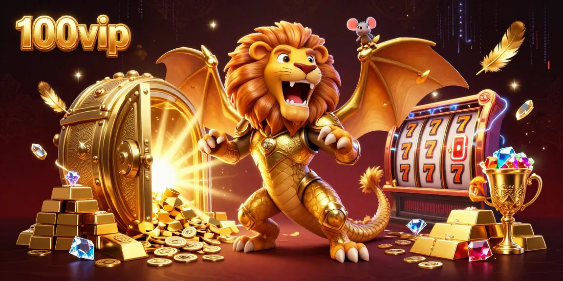 Join the excitement at 100vip as a chimera roars among treasures and jackpot symbols.